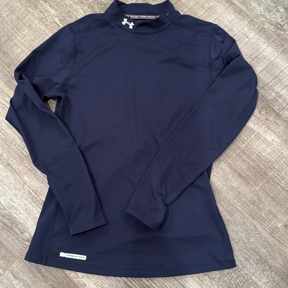 Dark Blue Under Armour‎ mock neck coldgear long sleeve top size large - Picture 1 of 3